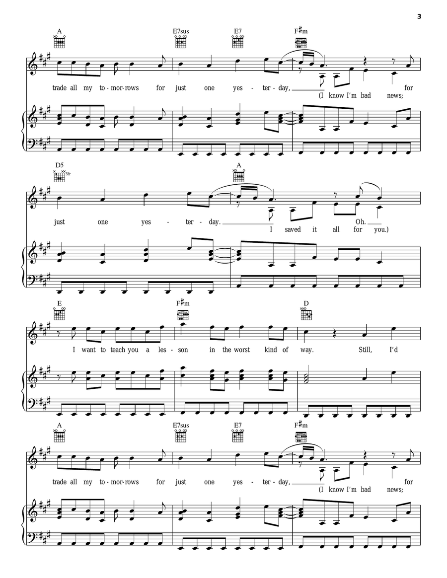 Just One Yesterday Acoustic Guitar scores gallery preview page 3