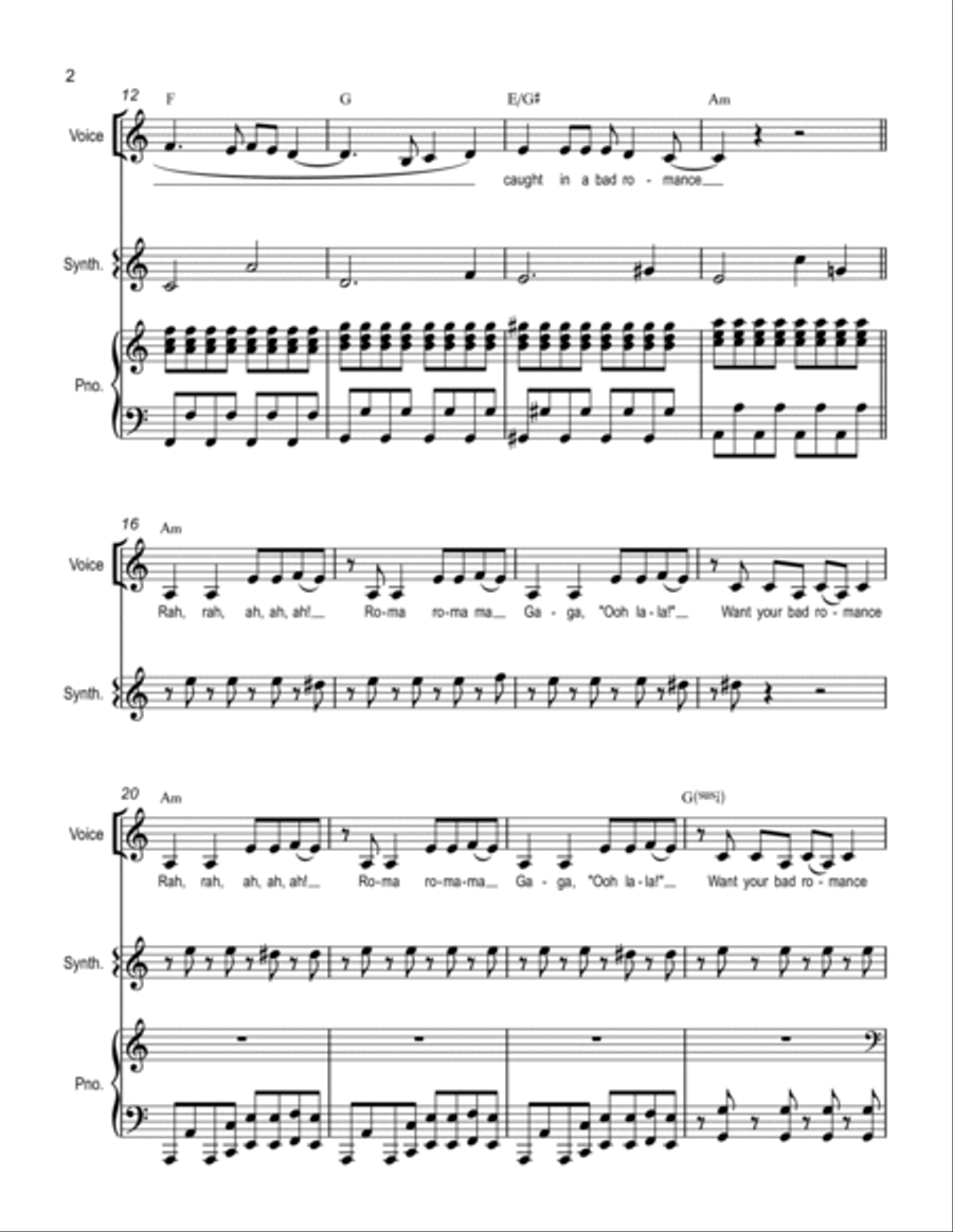 Bad Romance Voice scores gallery preview page 2