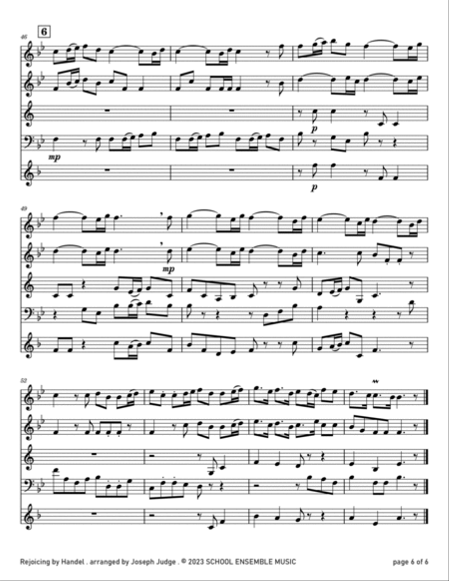Rejoicing by Handel for Woodwind Quartet in Schools Woodwind Quartet scores gallery preview page 6