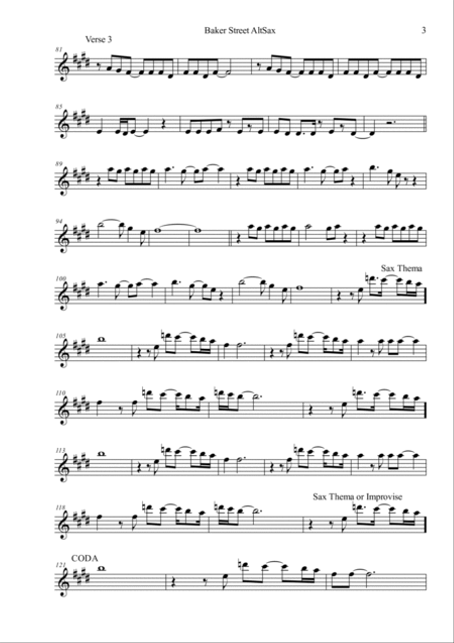 Baker Street Tenor Saxophone scores gallery preview page 3