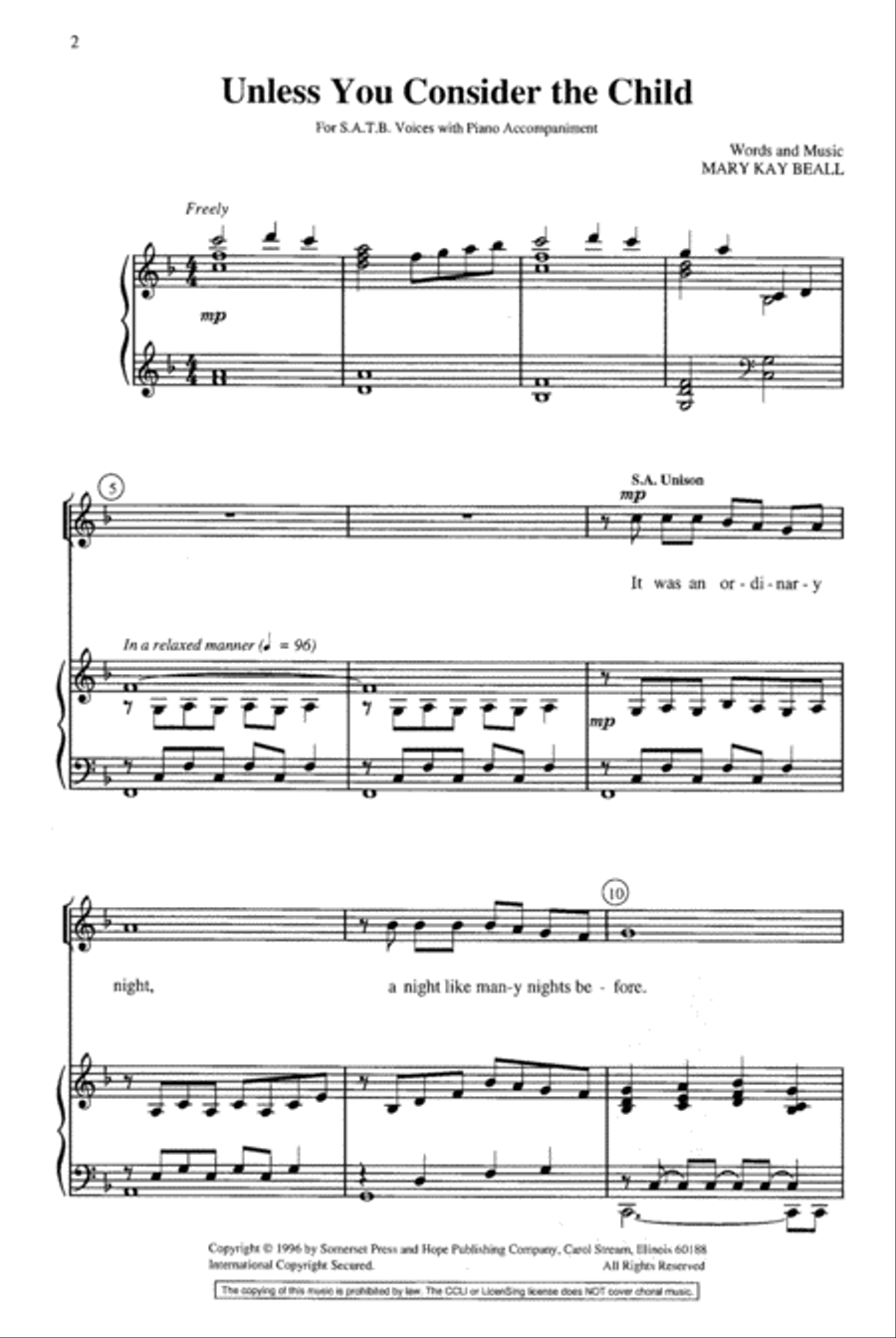 Unless You Consider the Child 4-Part scores gallery preview page 2