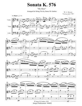 Mozart: Sonata K. 576 "The Hunt" for String Trio - Score Only