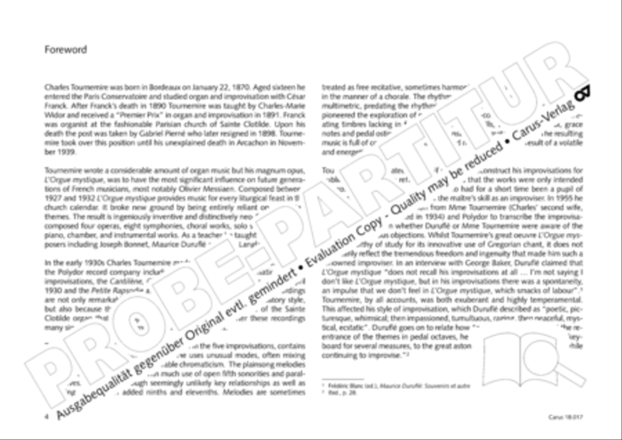 Tournemire: Funf Improvisationen fur Orgel solo Organ Solo scores gallery preview page 4