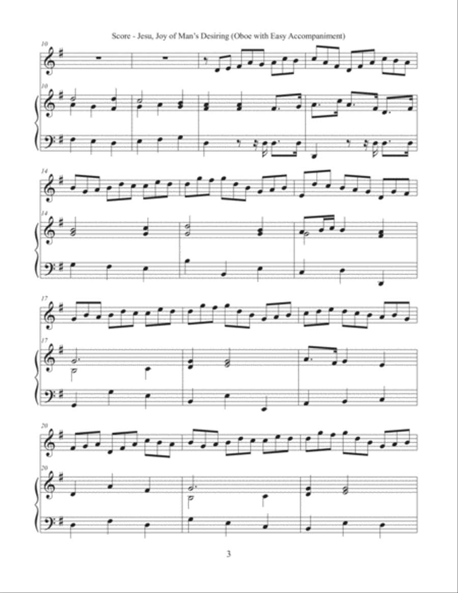 Jesu, Joy of Man’s Desiring (Oboe with Easy Accompaniment) Oboe Solo scores gallery preview page 3