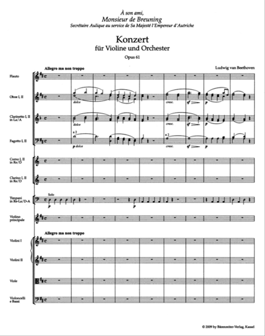 Concerto for Violin and Orchestra in D major, op. 61 Orchestra scores gallery preview page 2