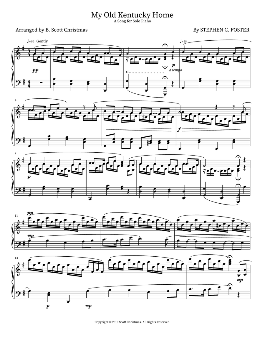 My Old Kentucky Home My Old Kentucky Home Piano scores gallery preview page 1