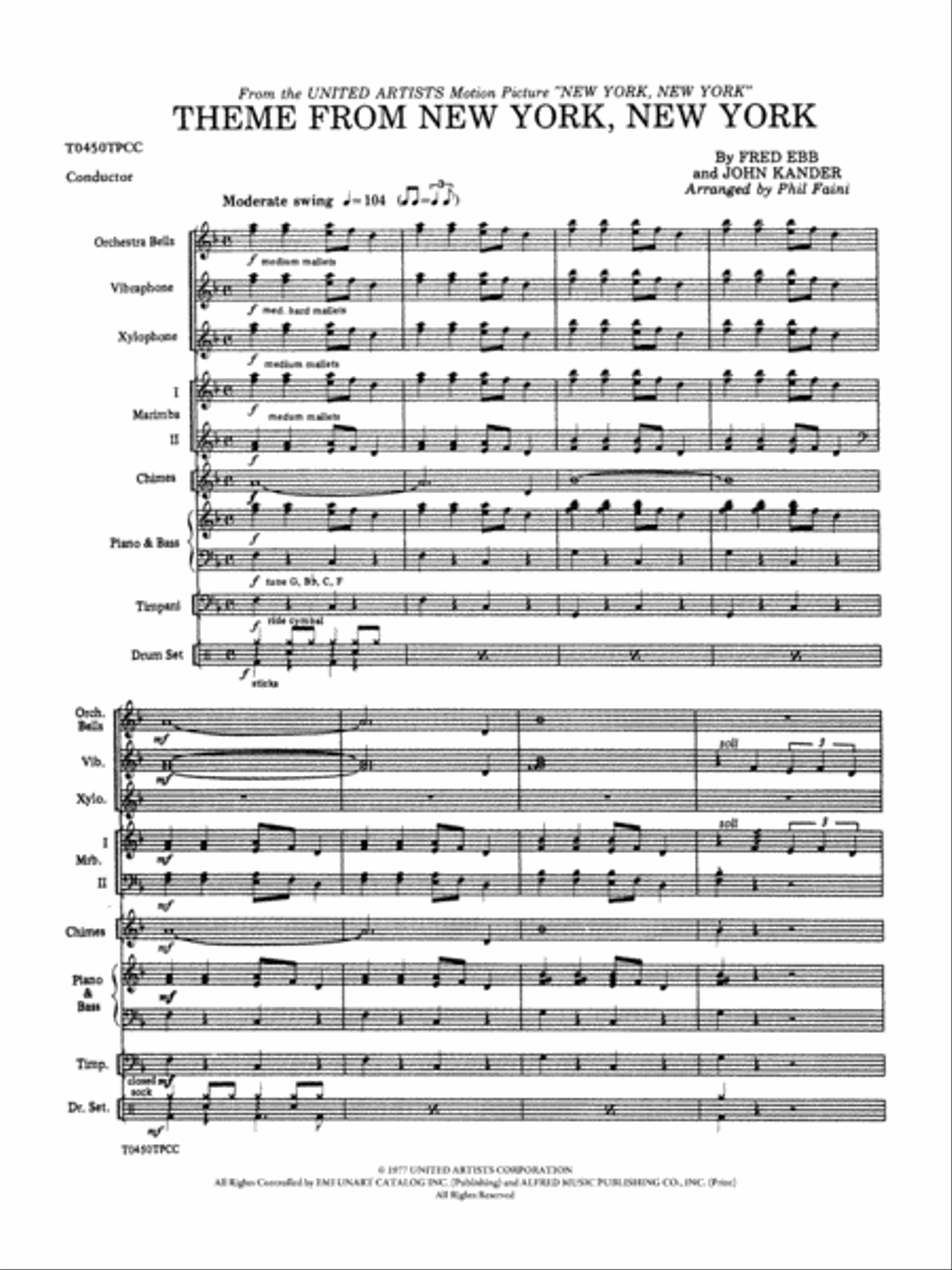 New York, New York, Theme from: Score Percussion Ensemble scores gallery preview page 3