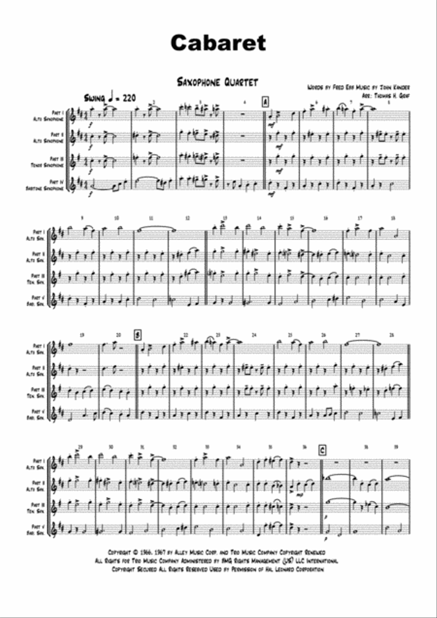 Cabaret Woodwind Quartet scores gallery preview page 1