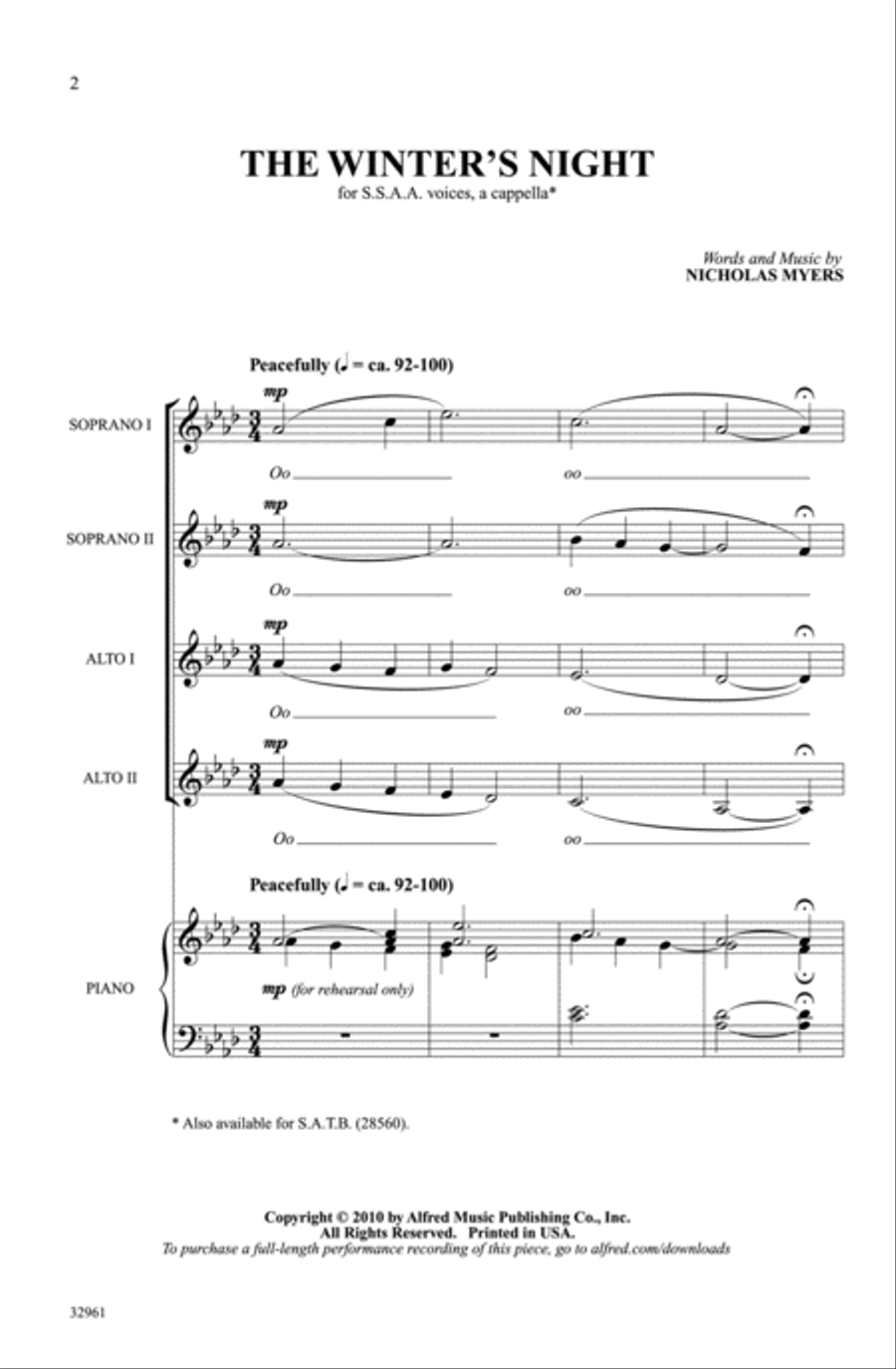 The Winter's Night The Winter's Night Women's Choir scores gallery preview page 2