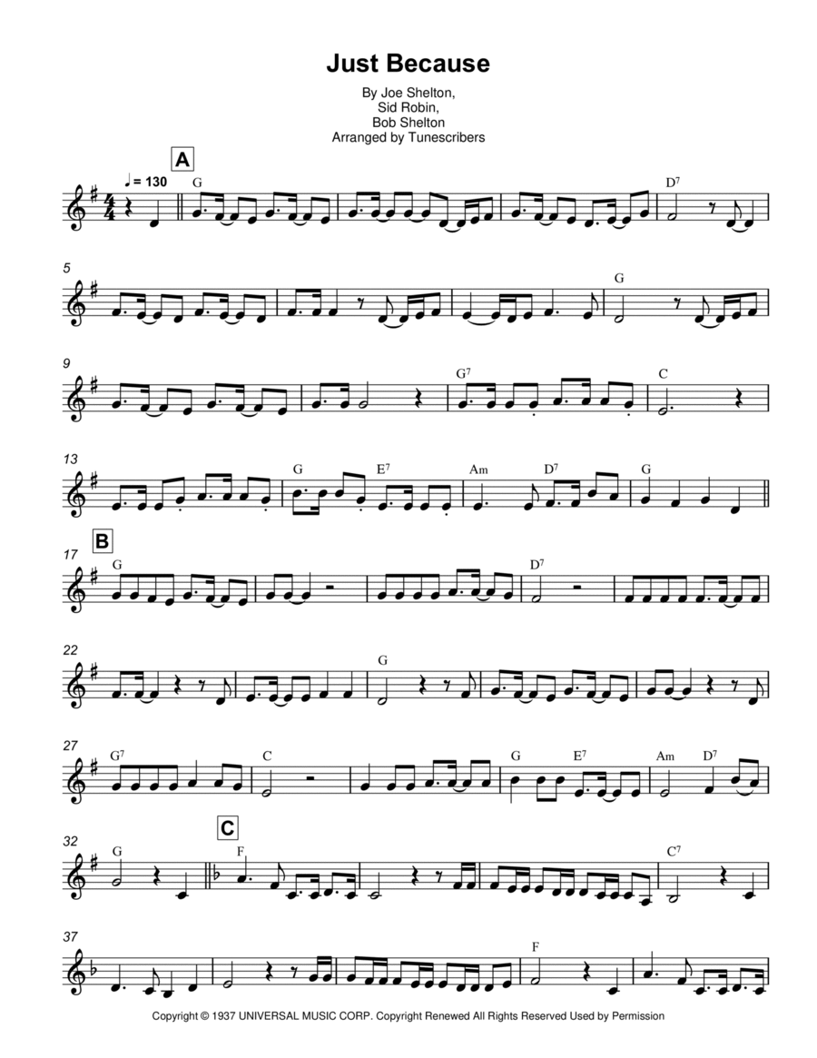 Just Because Just Because Piano scores gallery preview page 1