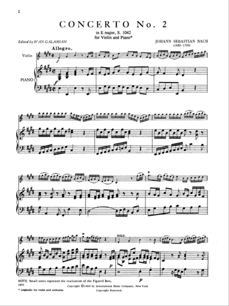 Concerto No. 2 in E major, BWV 1042 Violin Solo scores gallery preview page 2