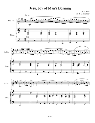 Jesu, Joy of Man's Desiring (Alto Sax Solo) with piano accompaniment