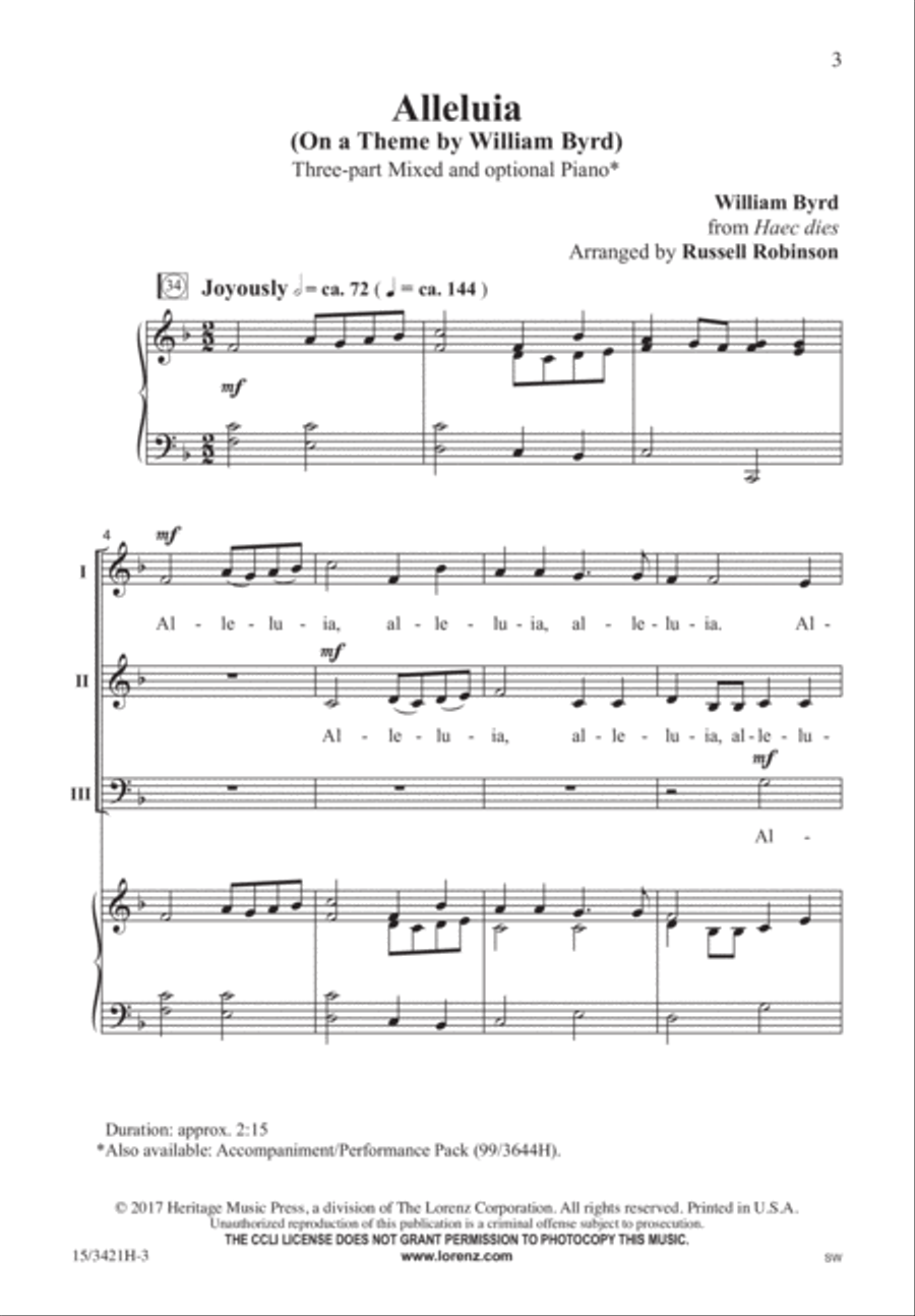 Alleluia Alleluia 3-Part scores gallery preview page 2