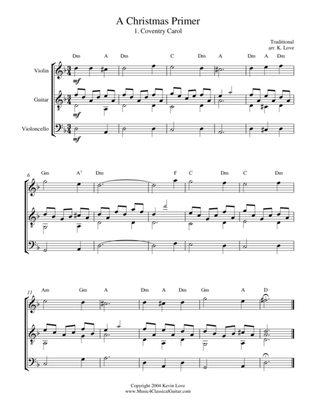 A Christmas Primer (Violin, Cello and Guitar) - Score and Parts