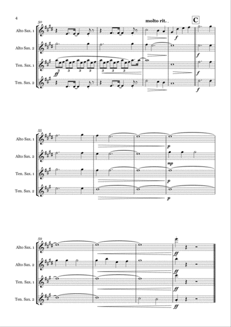 I Wish It Could Be Christmas Every Day Saxophone Quartet scores gallery preview page 4