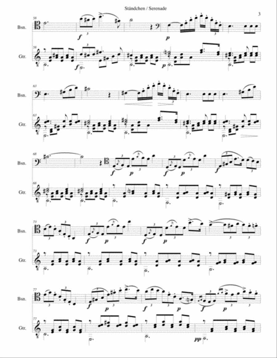 Ständchen (Serenade) (after Theobald Böhm) for bassoon and guitar Bassoon scores gallery preview page 3