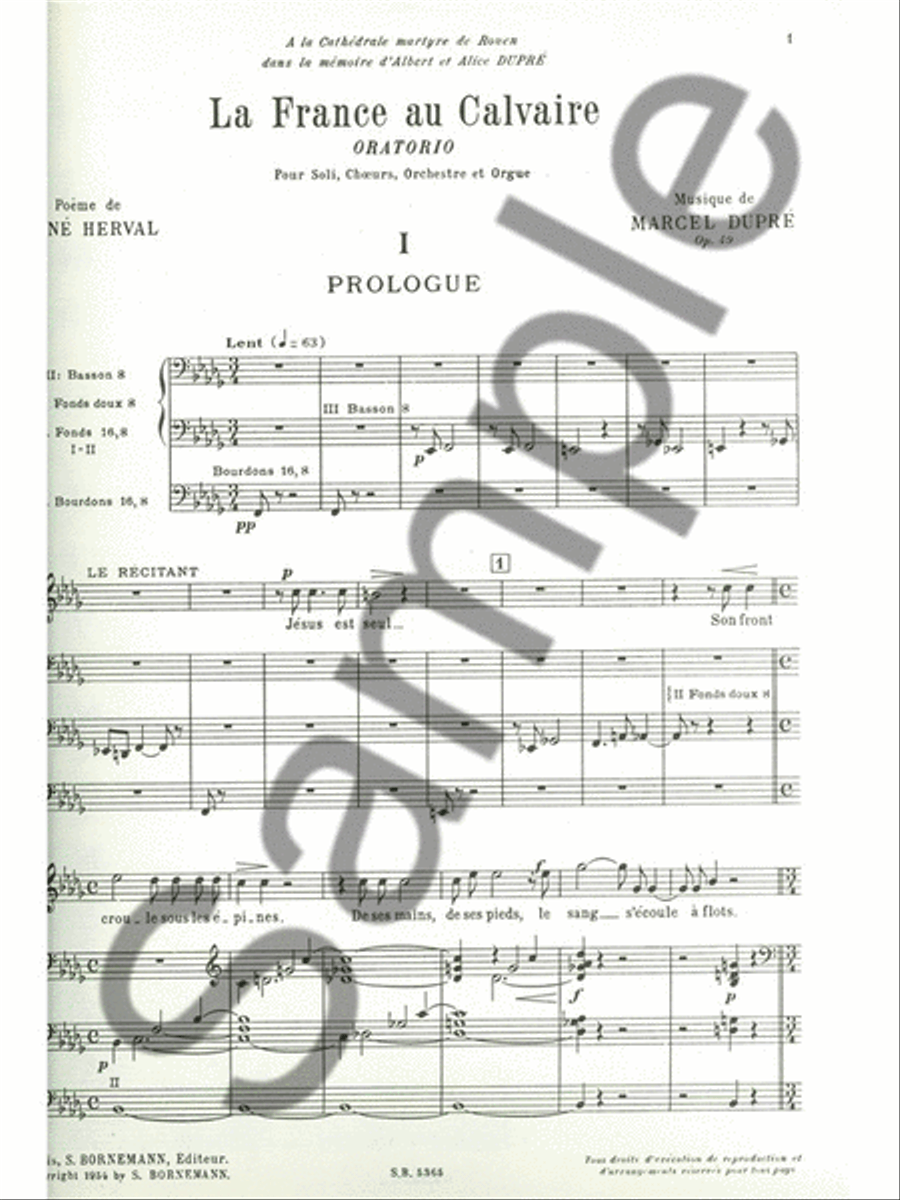 Dupre France Au Calvaire Op 49 Choir & Organ Book