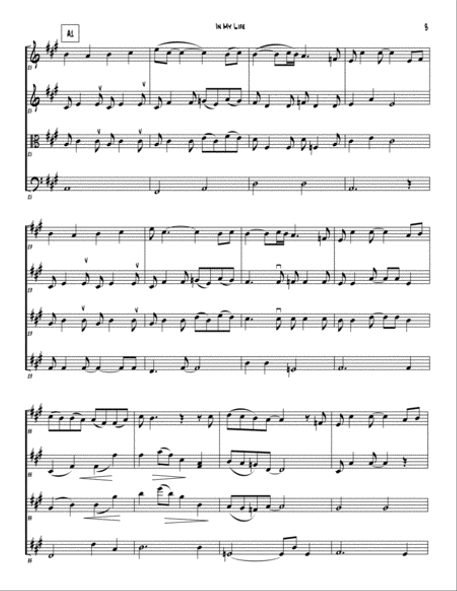 In My Life String Quartet scores gallery preview page 5