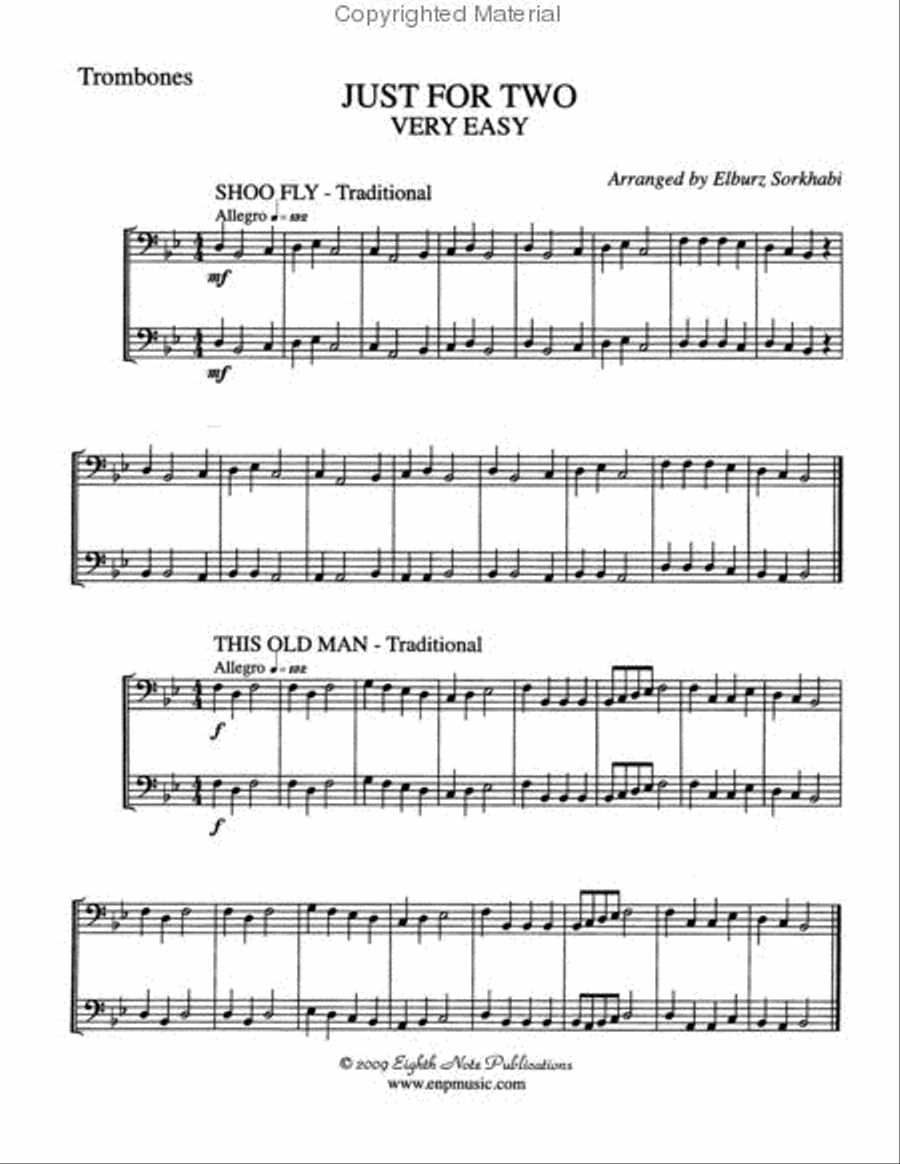 Just for Two Very Easy Just for Two Very Easy Trombone Duet scores gallery preview page 2