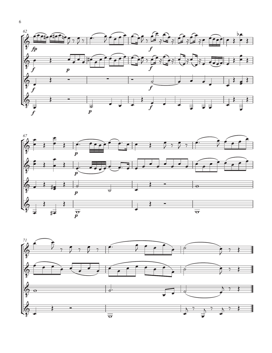 Eine kleine Nachtmusik, K. 525 - ii - Romanze (Guitar Quartet) - Score and Parts Guitar Ensemble scores gallery preview page 6