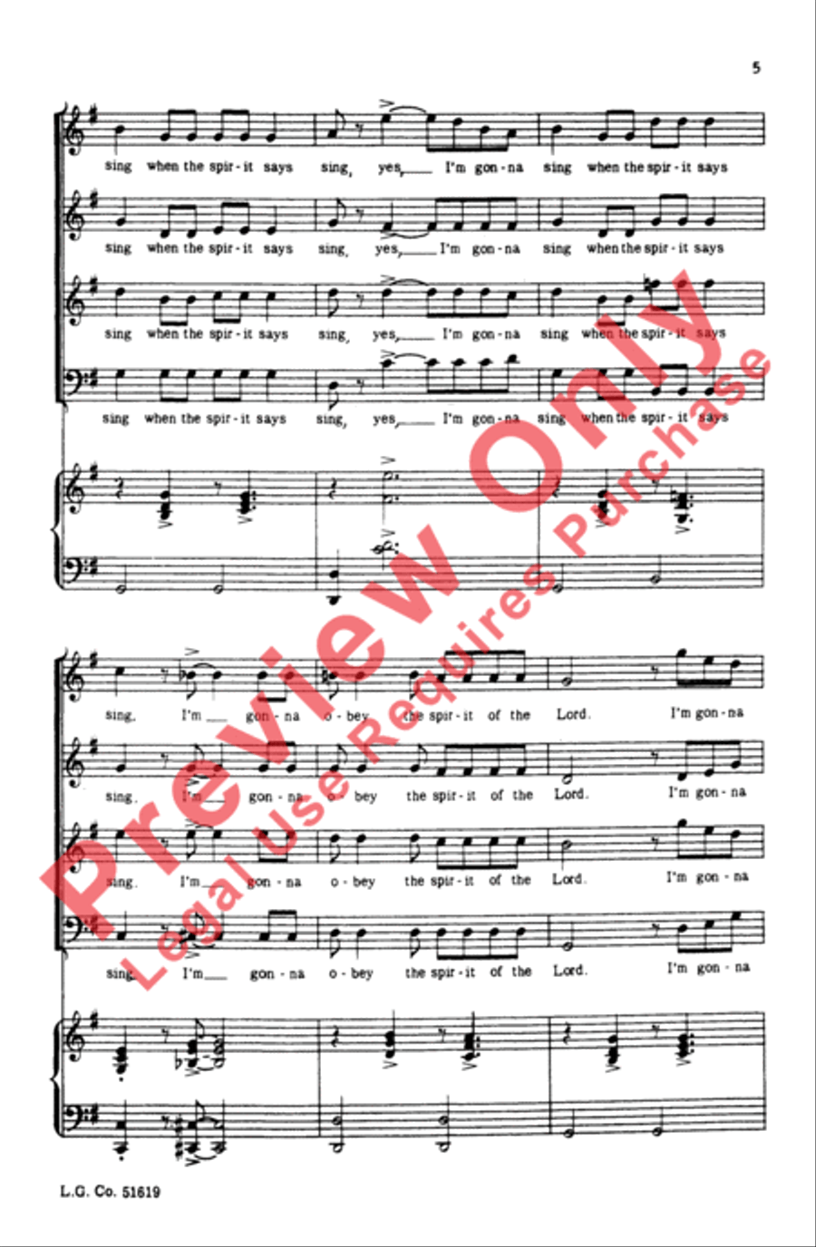 Obey the Spirit of the Lord 4-Part scores gallery preview page 5