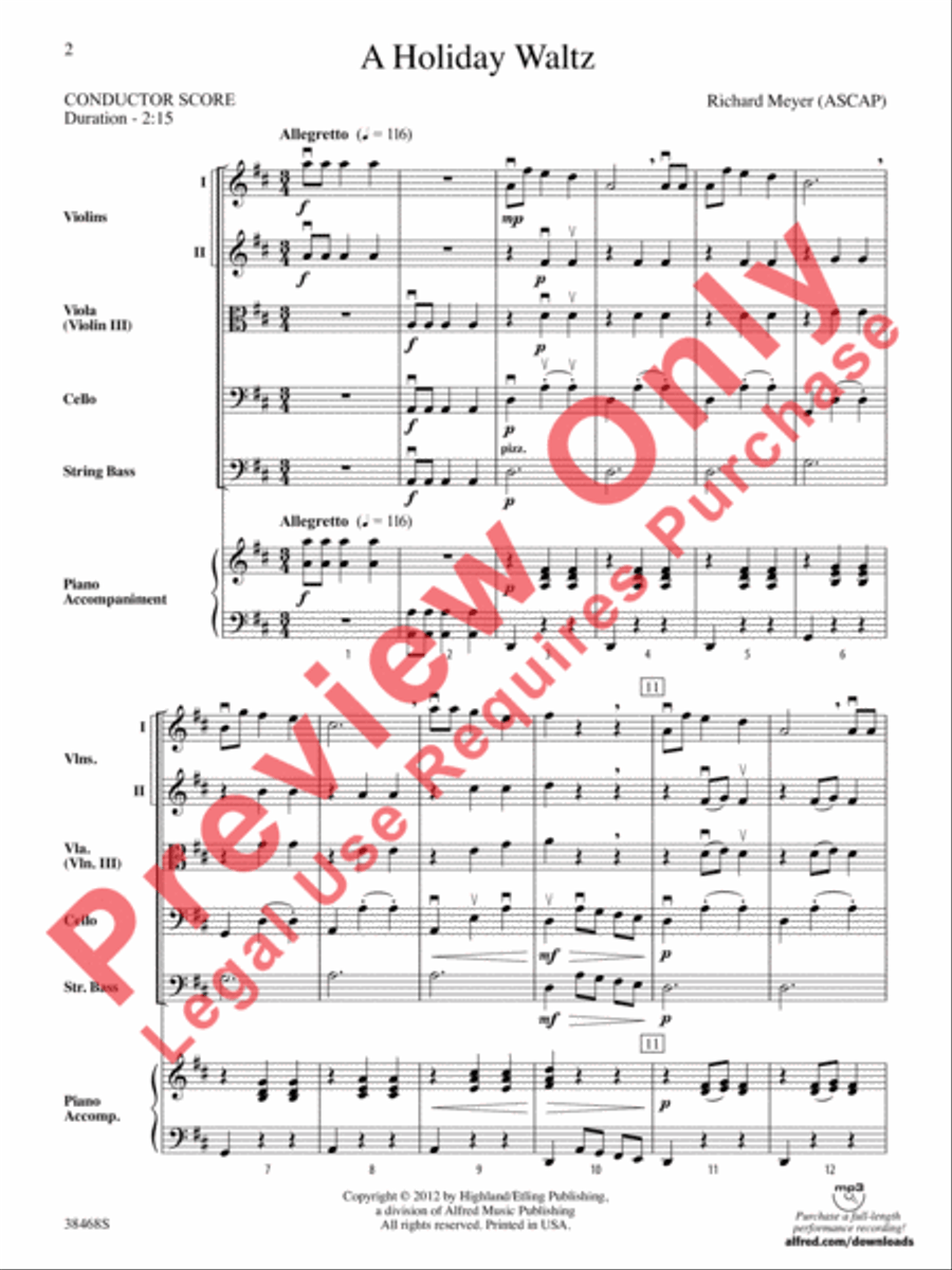 A Holiday Waltz String Orchestra scores gallery preview page 3