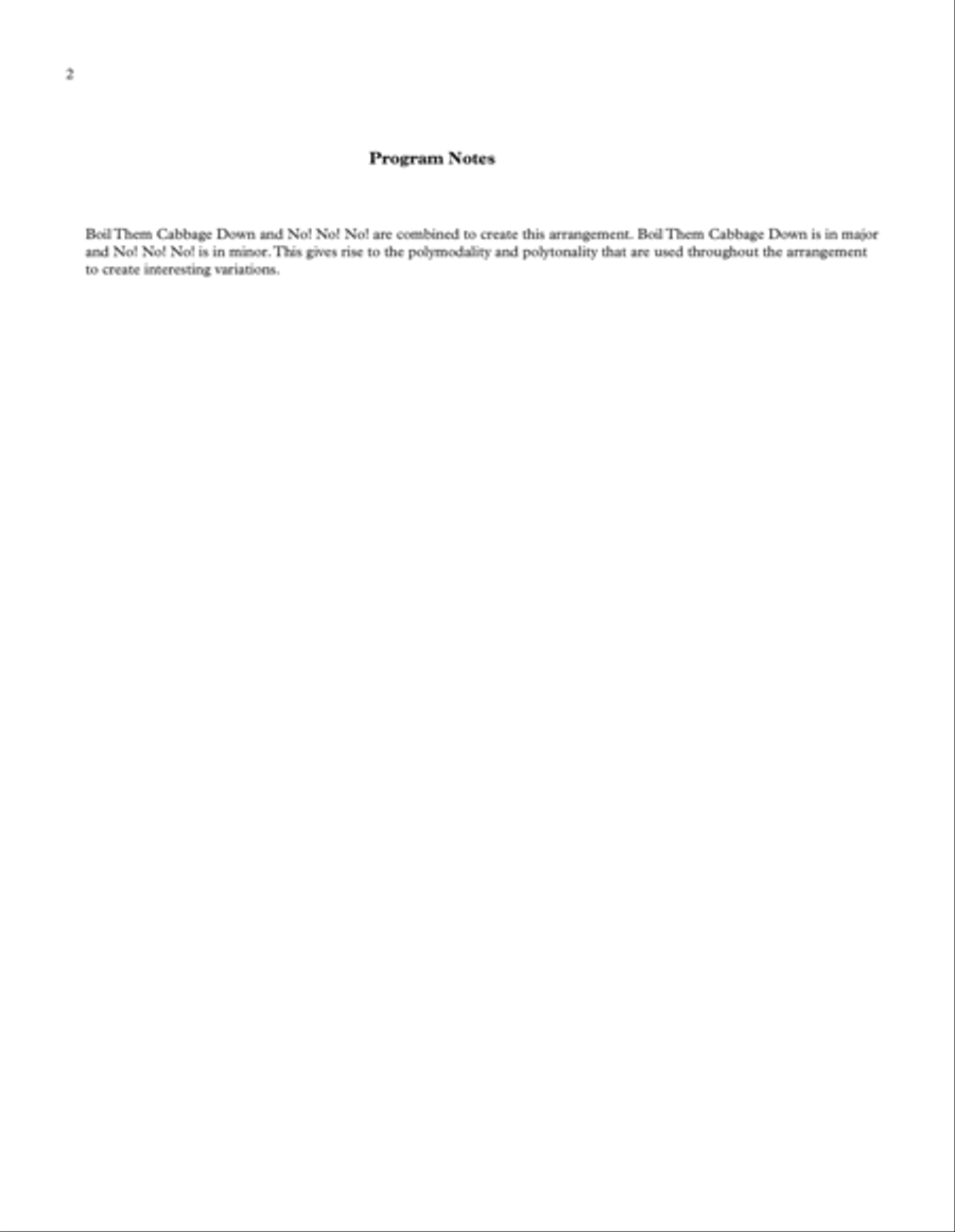 Boil Them Cabbage Down/ No! No! No! School and Community scores gallery preview page 2