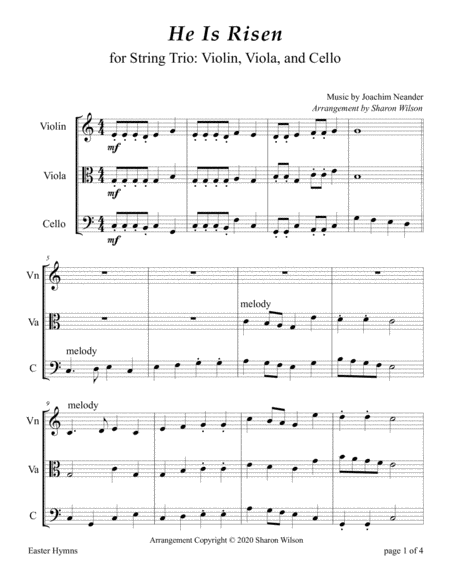 He Is Risen (for String Trio – Violin, Viola, and Cello) image number null