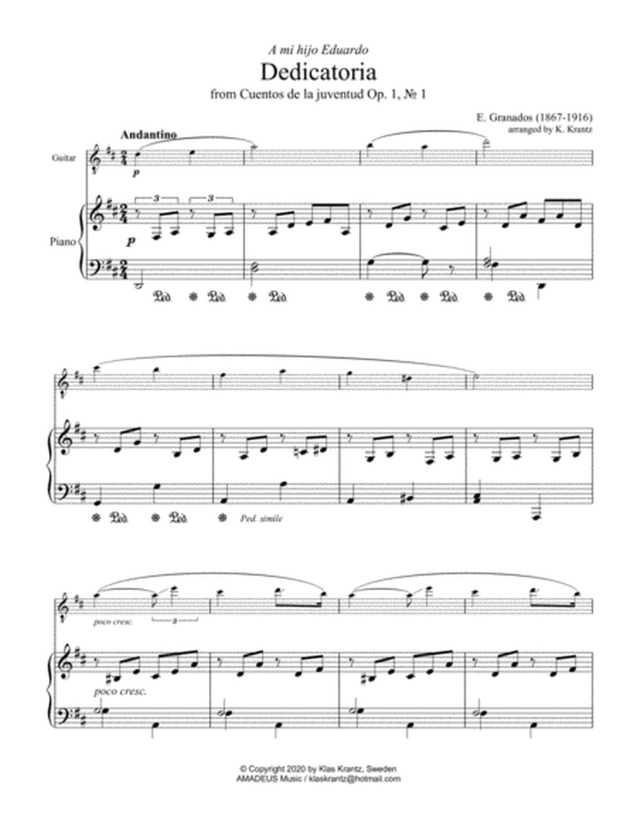 Dedicatoria for guitar solo and piano image number null