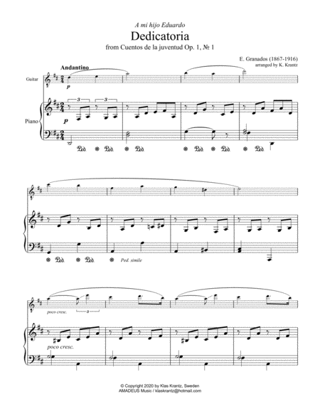 Dedicatoria for guitar solo and piano image number null