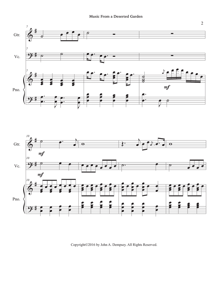 Music From a Deserted Garden (Trio for Guitar, Cello and Piano) Small Ensemble scores gallery preview page 6