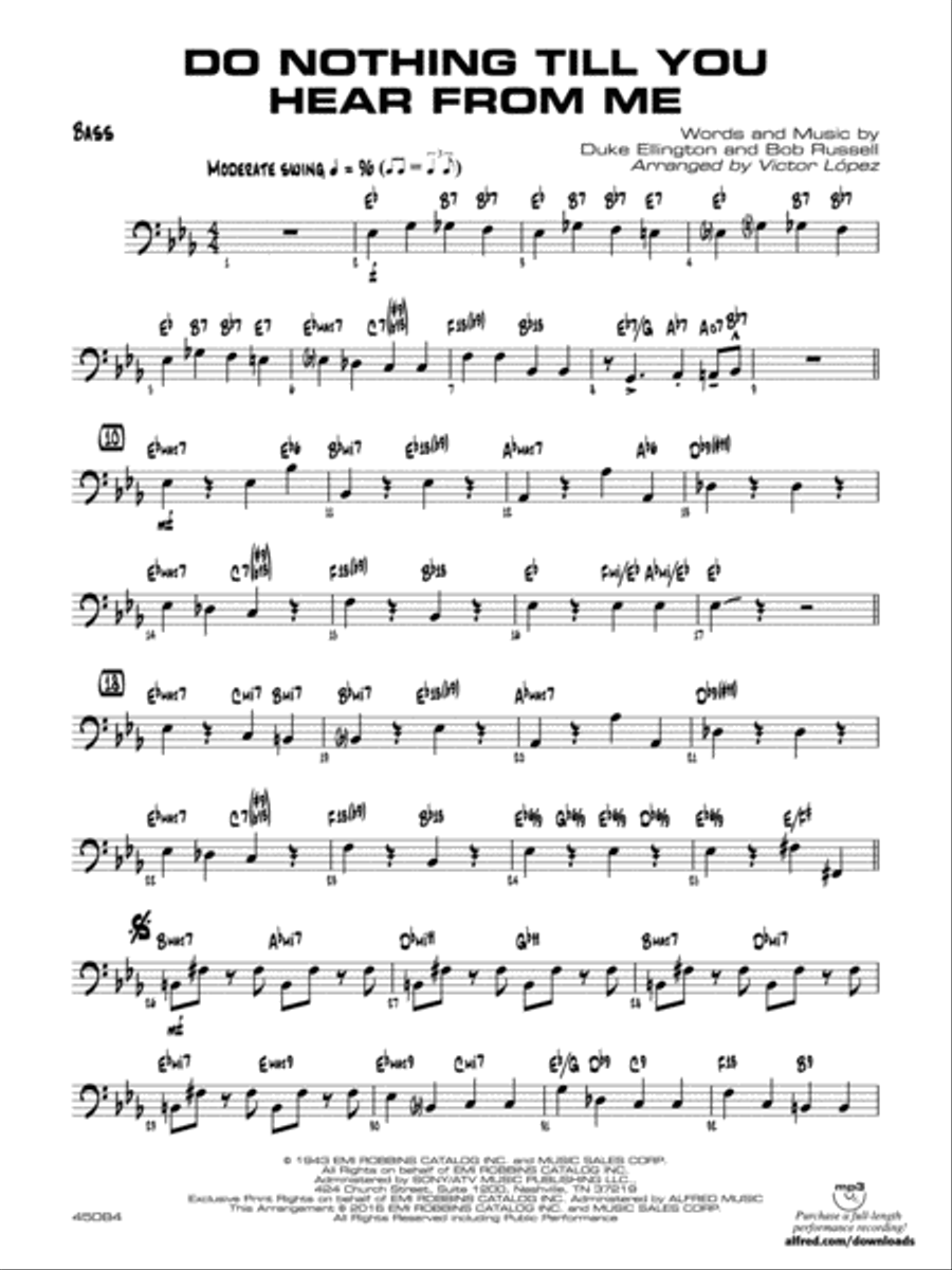 Do Nothing Till You Hear from Me: String Bass Jazz Ensemble scores gallery preview page 1