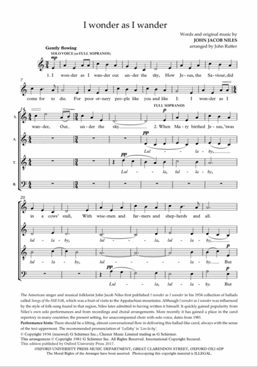 I wonder as I wander 4-Part scores gallery preview page 2