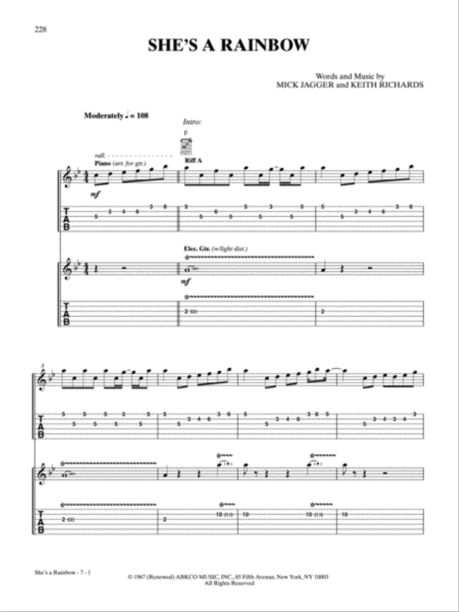 She's a Rainbow She's a Rainbow Guitar Tablature scores gallery preview page 1