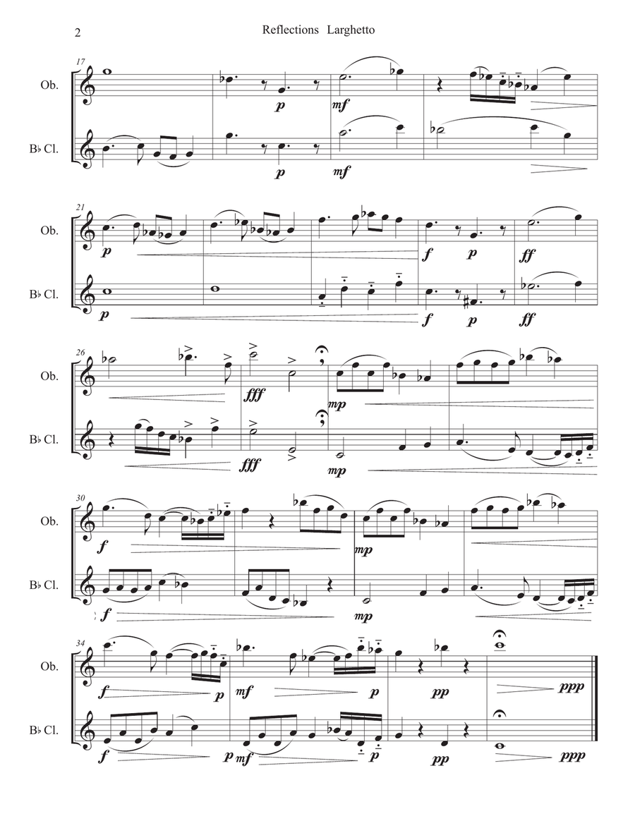 Reflections for Oboe and Bb Clarinet Woodwind Duet scores gallery preview page 3