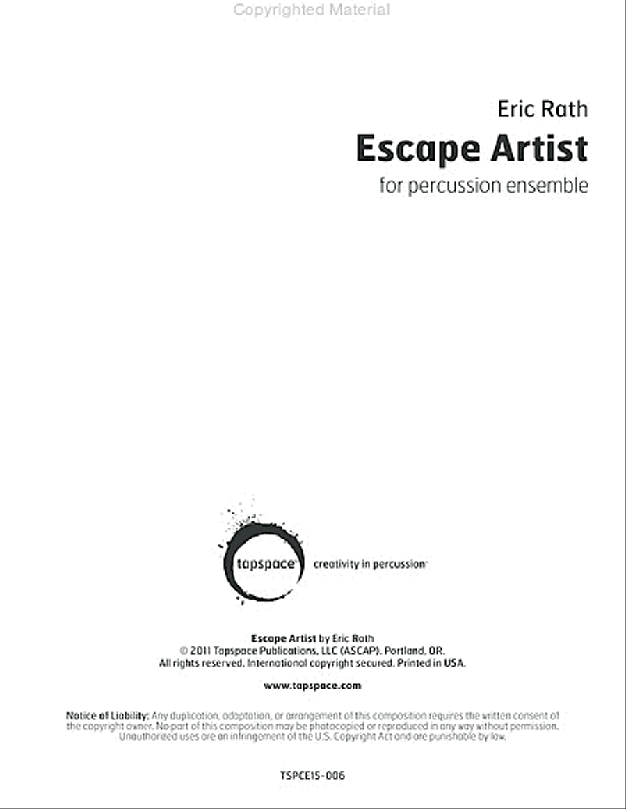 Escape Artist Escape Artist Percussion Ensemble scores gallery preview page 2