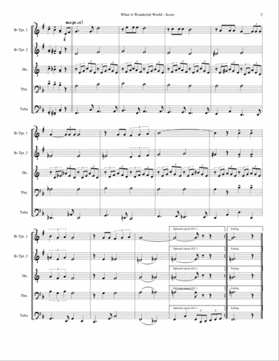 What A Wonderful World Brass Ensemble scores gallery preview page 5