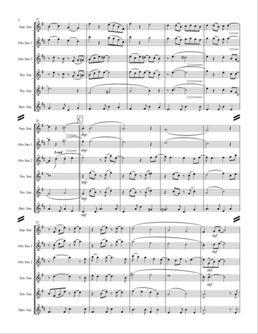 Raindrops Keep Fallin' On My Head Saxophone Quintet scores gallery preview page 3