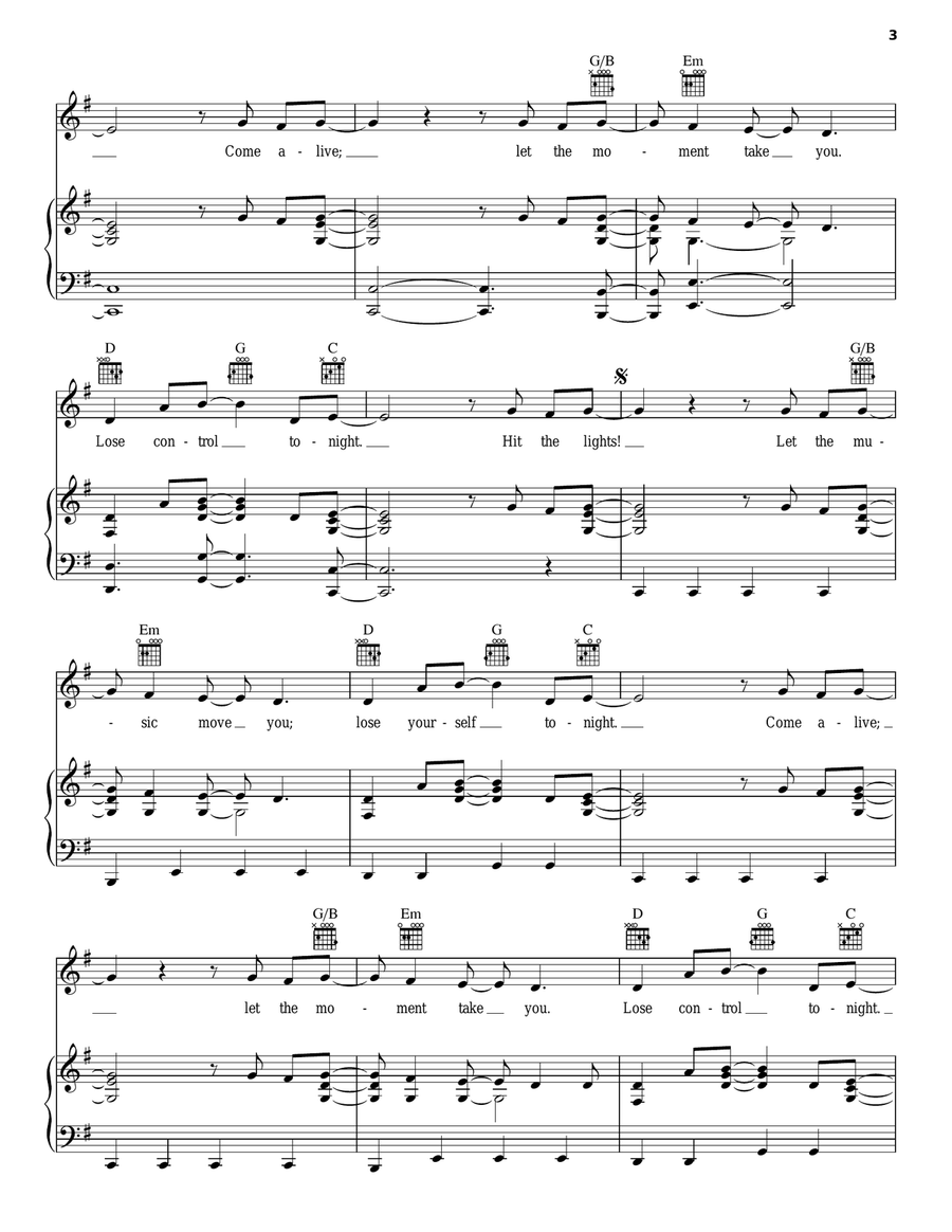 Hit The Lights Piano, Vocal, Guitar scores gallery preview page 3