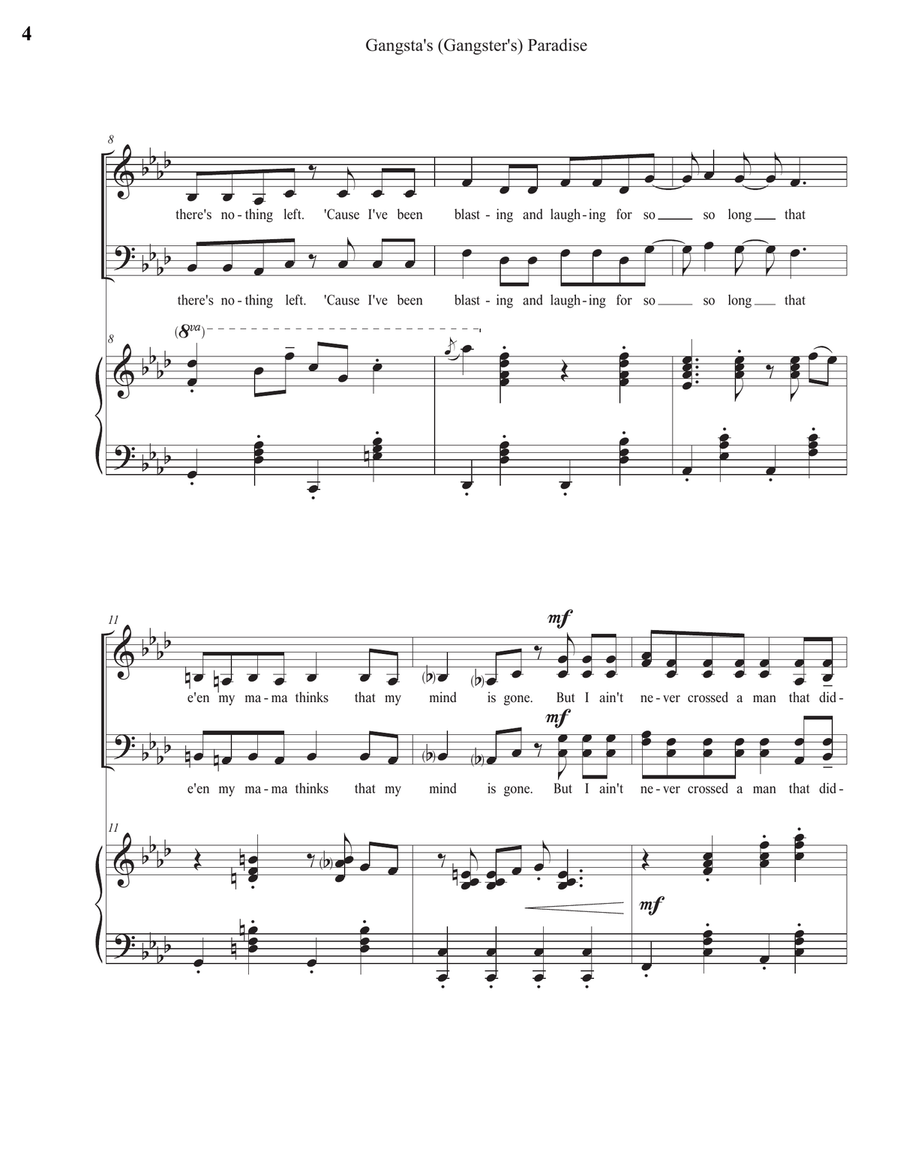 Gangsta's Paradise Gangsta's Paradise 4-Part scores gallery preview page 4
