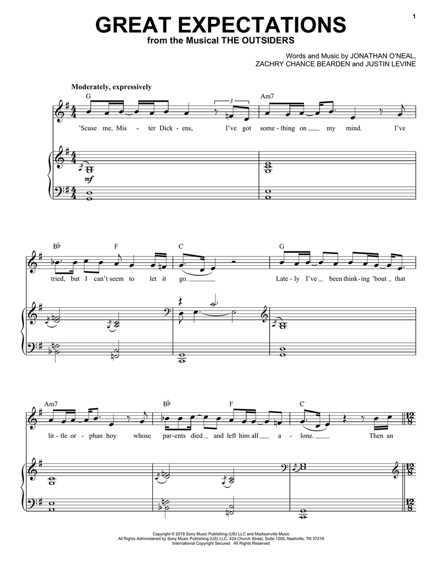 Great Expectations (from The Outsiders) Voice scores gallery preview page 1