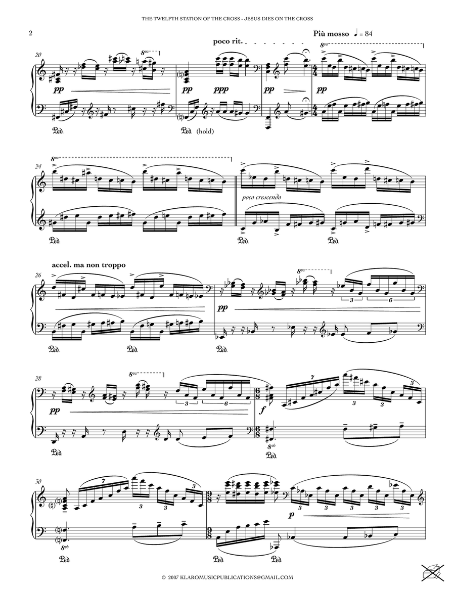 THE TWELFTH STATION OF THE CROSS - JESUS DIES ON THE CROSS Piano Solo scores gallery preview page 2