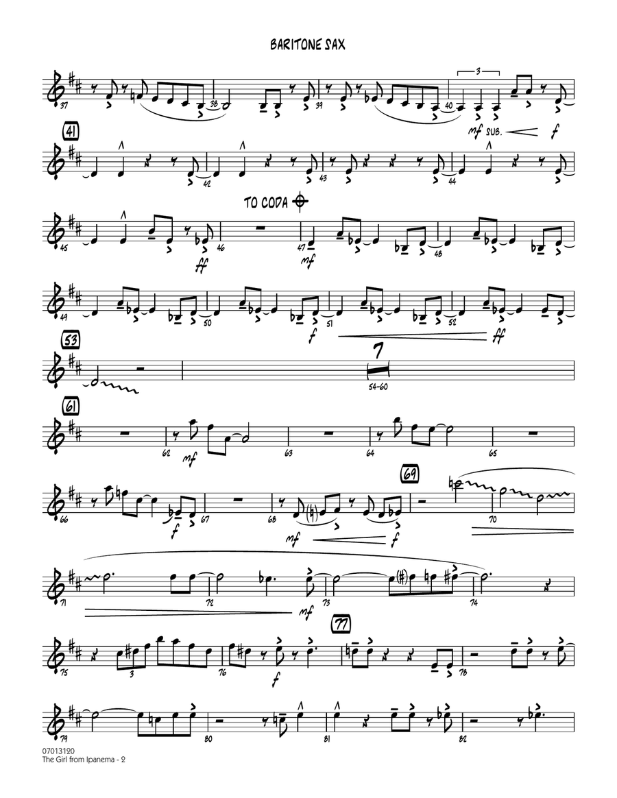 The Girl from Ipanema - Baritone Sax Jazz Ensemble scores gallery preview page 2