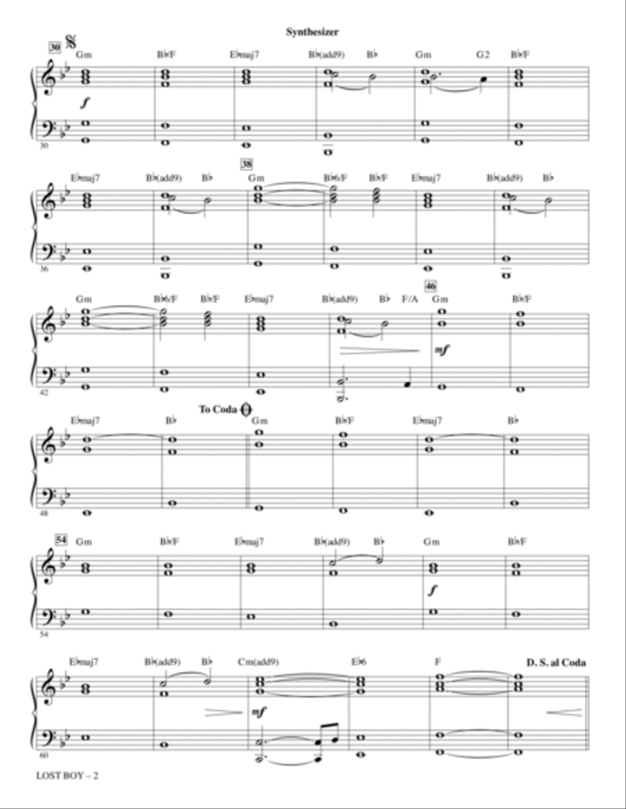 Lost Boy (arr. Mark Brymer) - Synthesizer Choir scores gallery preview page 2