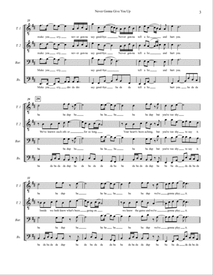 Never Gonna Give You Up TTBB scores gallery preview page 3