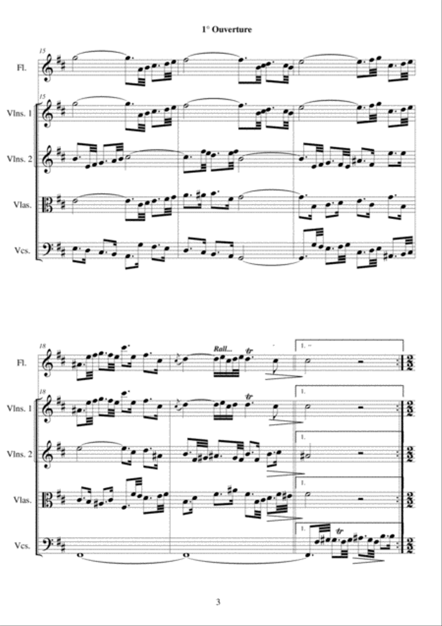 J.S.Bach-Suite no.2 in B minor-BWV1067- Flute and String Quartet Flute scores gallery preview page 3