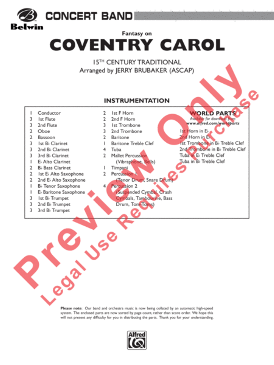 Coventry Carol Concert Band scores gallery preview page 2
