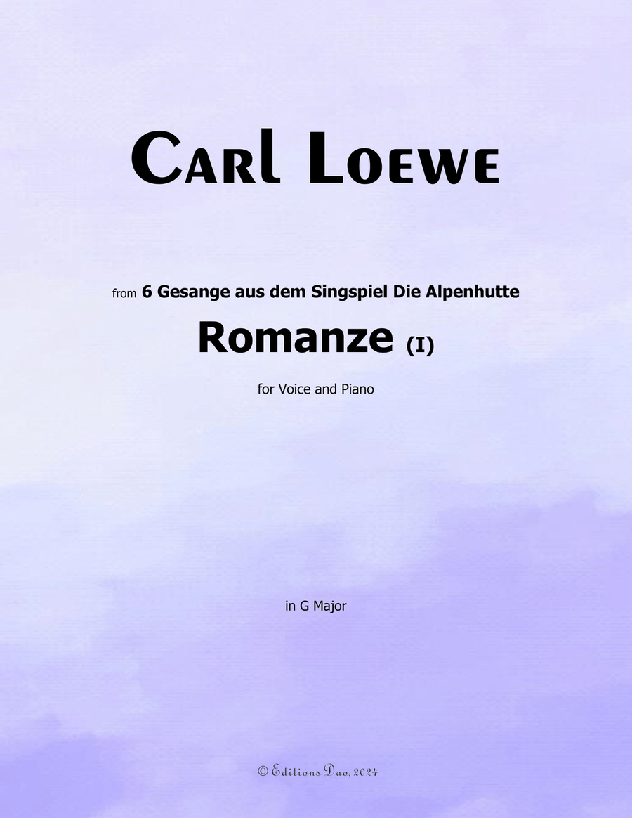 Romanze(I), by Carl Loewe, in G Major Piano, Vocal scores gallery preview page 1