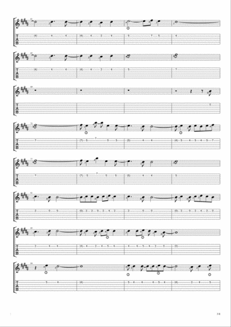 Starlight Guitar Tablature scores gallery preview page 3