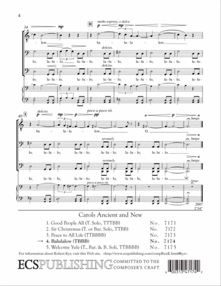 Carols Ancient and New: 4. Balulalow 4-Part scores gallery preview page 5